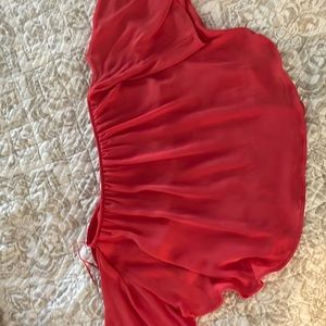 Coral color off the shoulder Strappless top